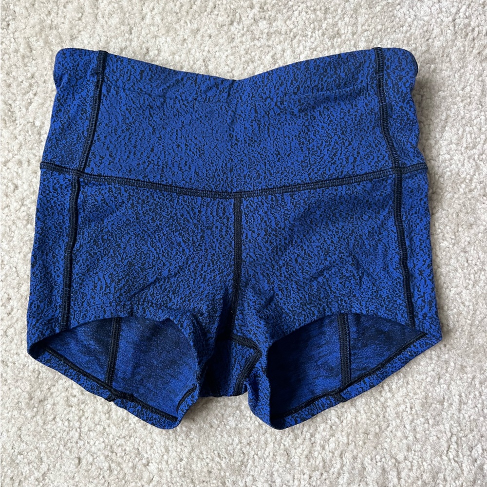 Lululemon blue jacquard 2in luon shorts with pockets and drawstring